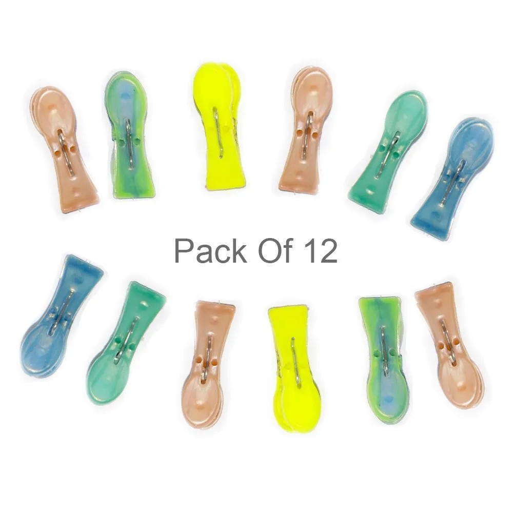 0333 Multipurpose Plastic Clothes Pegs / Hanging Clips / Cloth Drying Clips - 12 pcs (Flat)