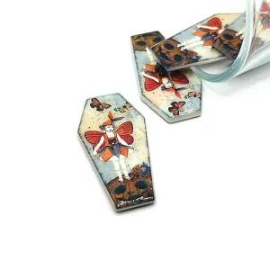 1, 4 or 20 Pieces: Fall/Autumn Coffin Butterfly Fairy Charms - Double Sided