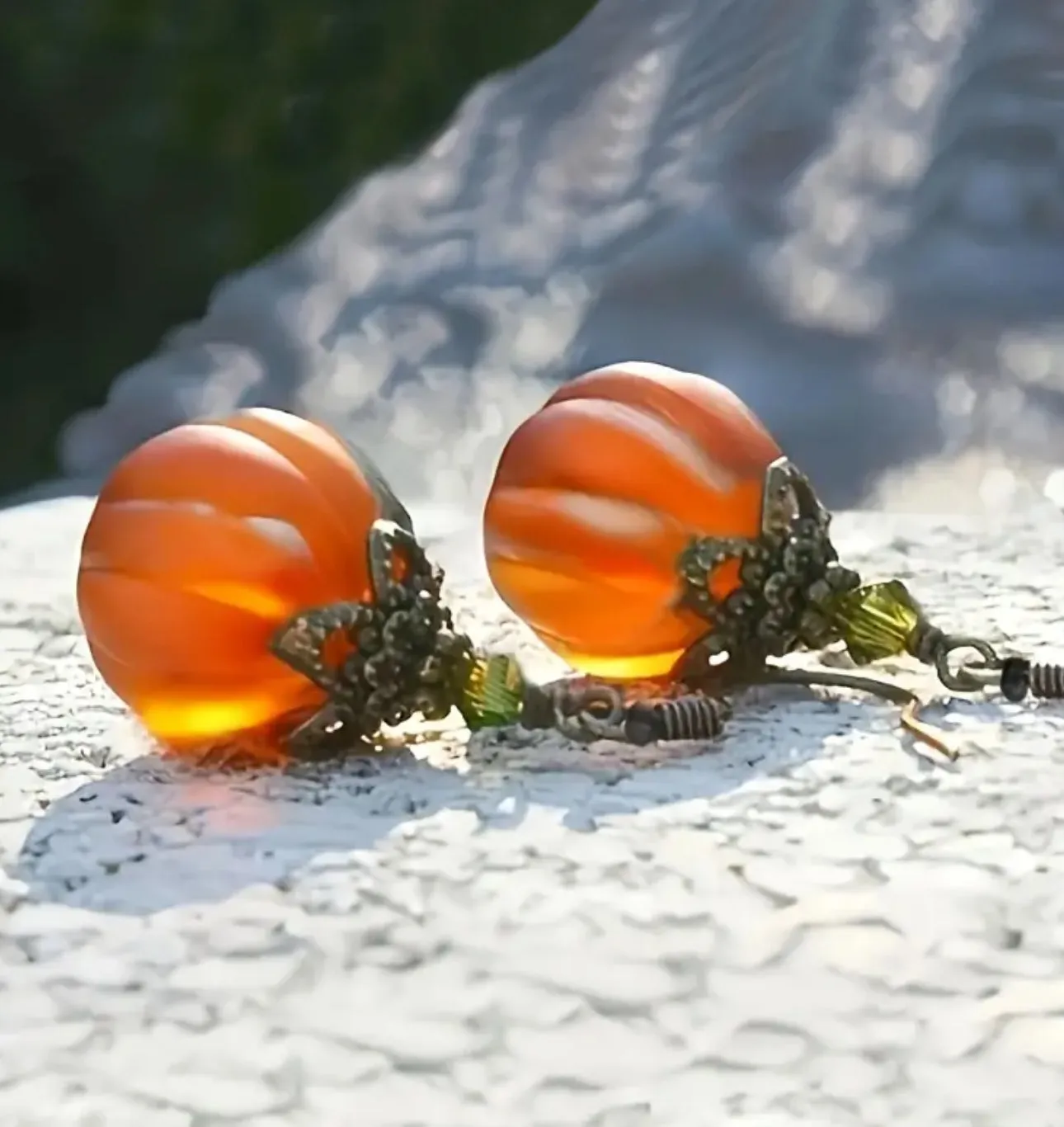 1 Pair Vintage Pumpkin Pendant Drop Earrings, Retro Style Halloween/Fall Dangle Statement Jewelry For Women
