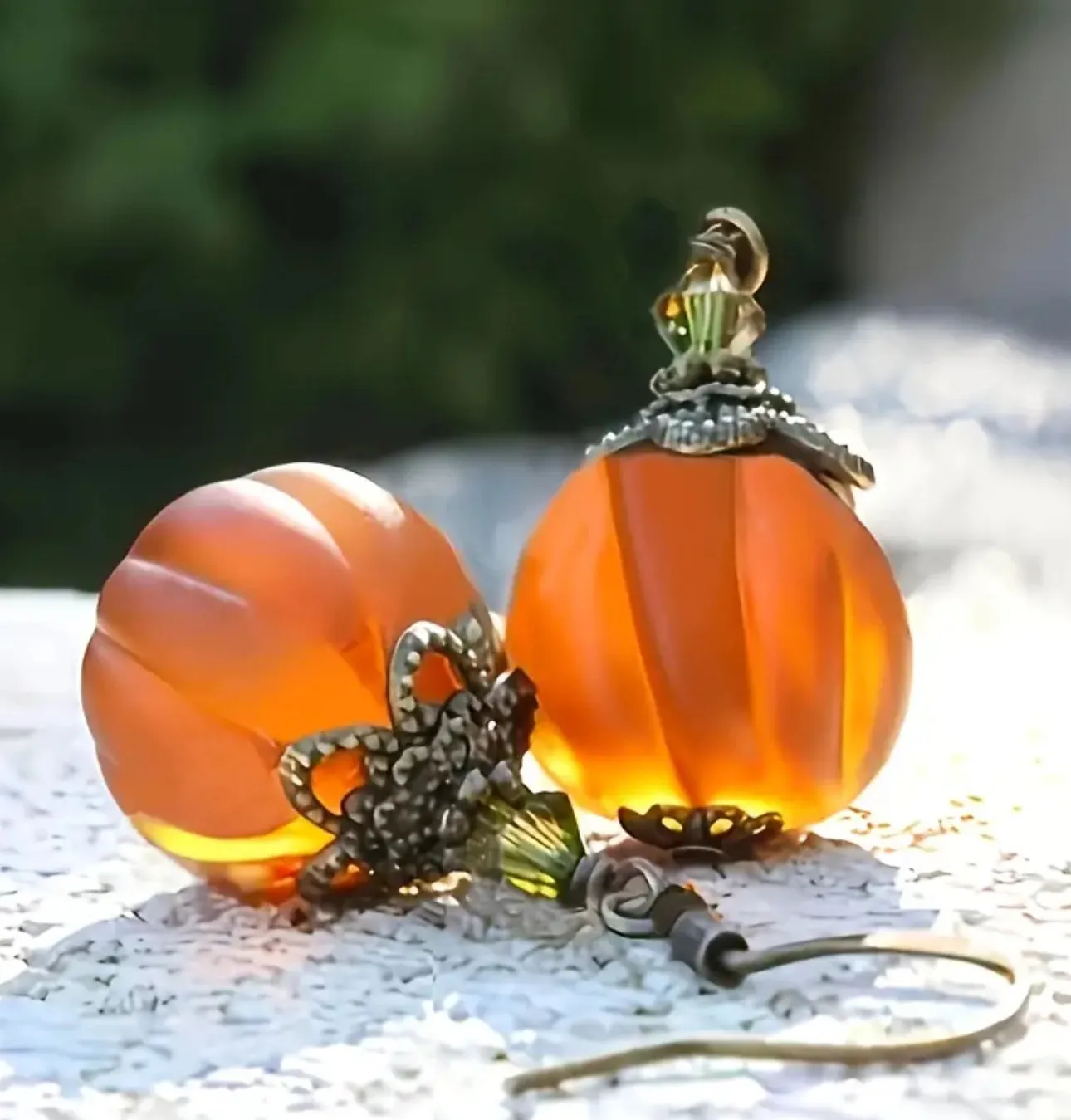 1 Pair Vintage Pumpkin Pendant Drop Earrings, Retro Style Halloween/Fall Dangle Statement Jewelry For Women