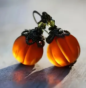 1 Pair Vintage Pumpkin Pendant Drop Earrings, Retro Style Halloween/Fall Dangle Statement Jewelry For Women