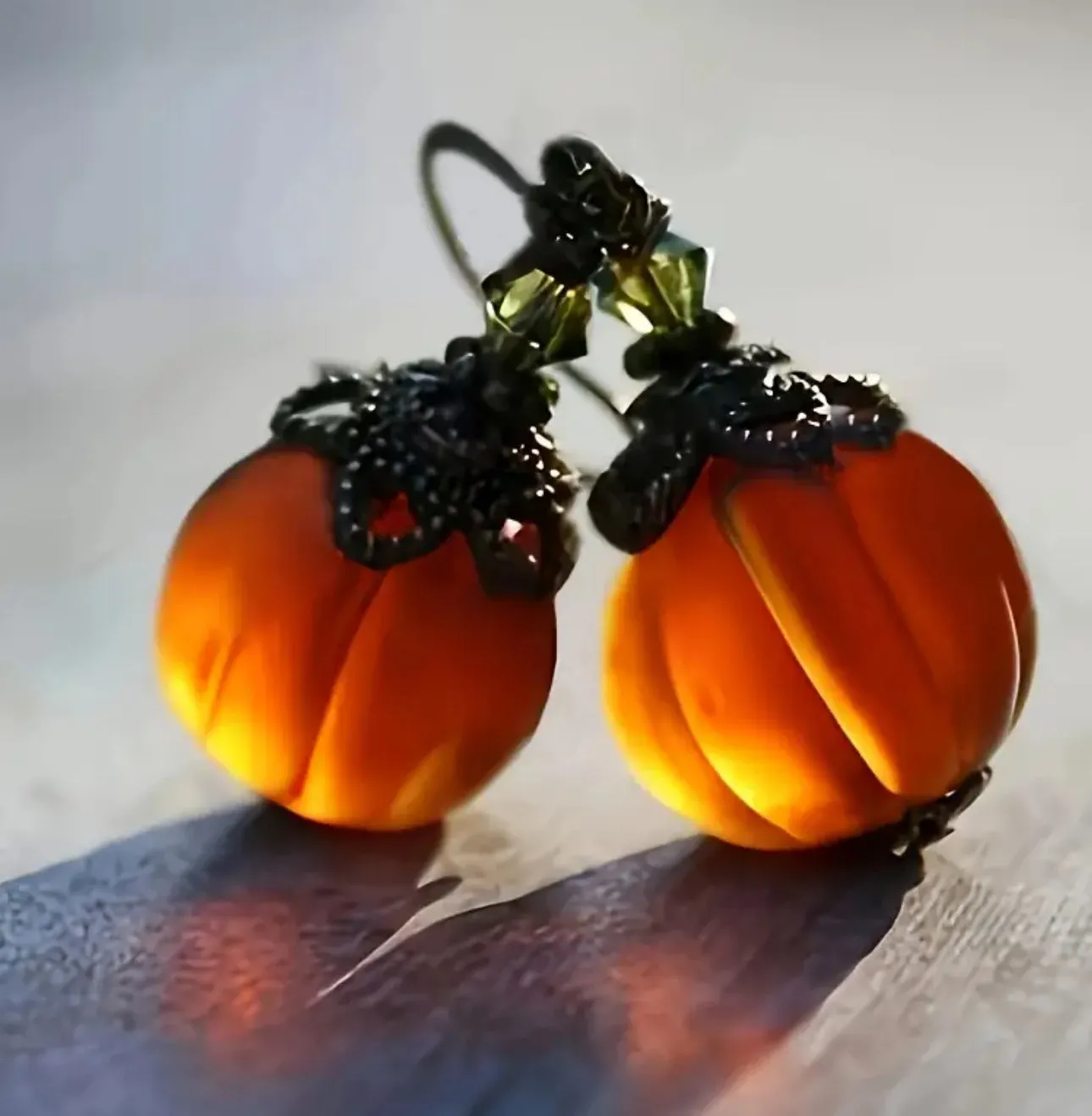 1 Pair Vintage Pumpkin Pendant Drop Earrings, Retro Style Halloween/Fall Dangle Statement Jewelry For Women