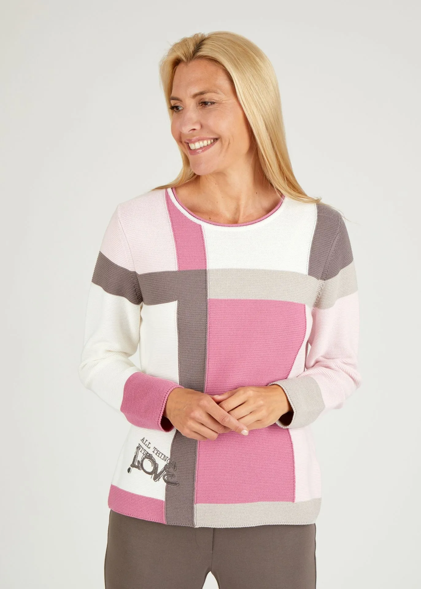 114615- Pink / Mink Square Jumper - Rabe