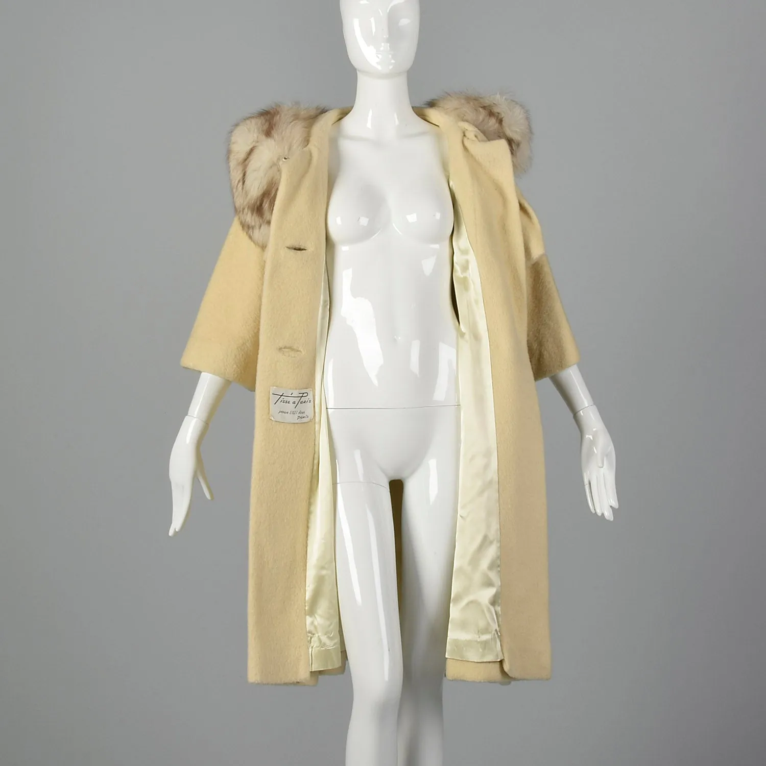 1950s Cream Wool Swing Coat
