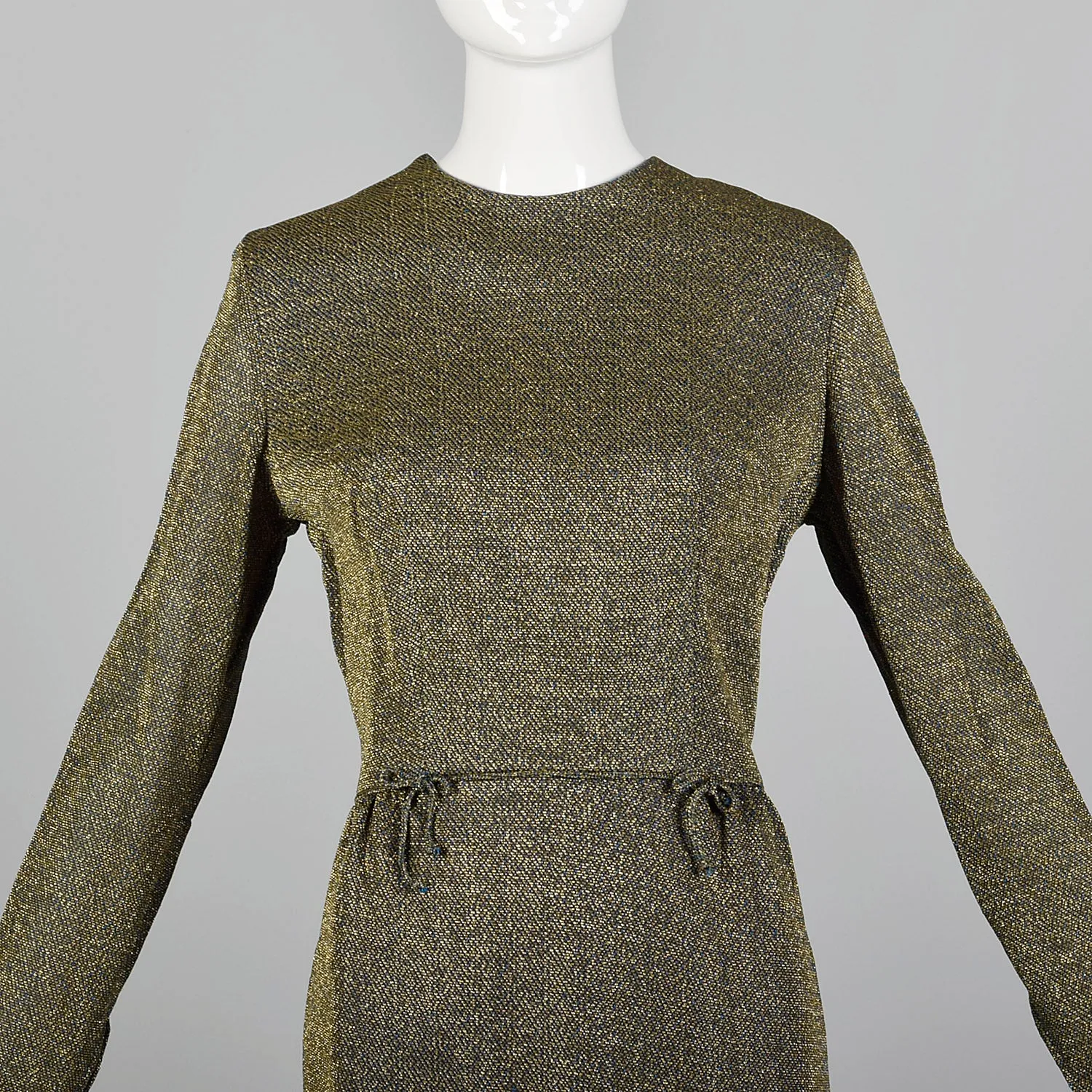 1950s Lurex Pencil Dress in Blue and Gold Knit