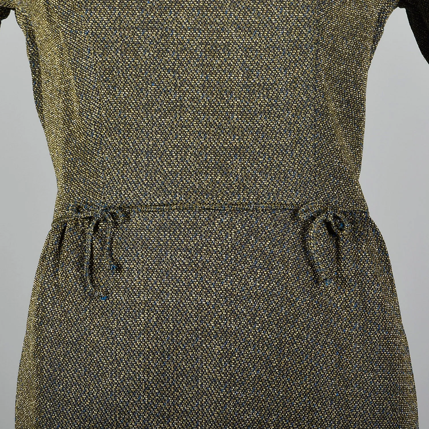 1950s Lurex Pencil Dress in Blue and Gold Knit