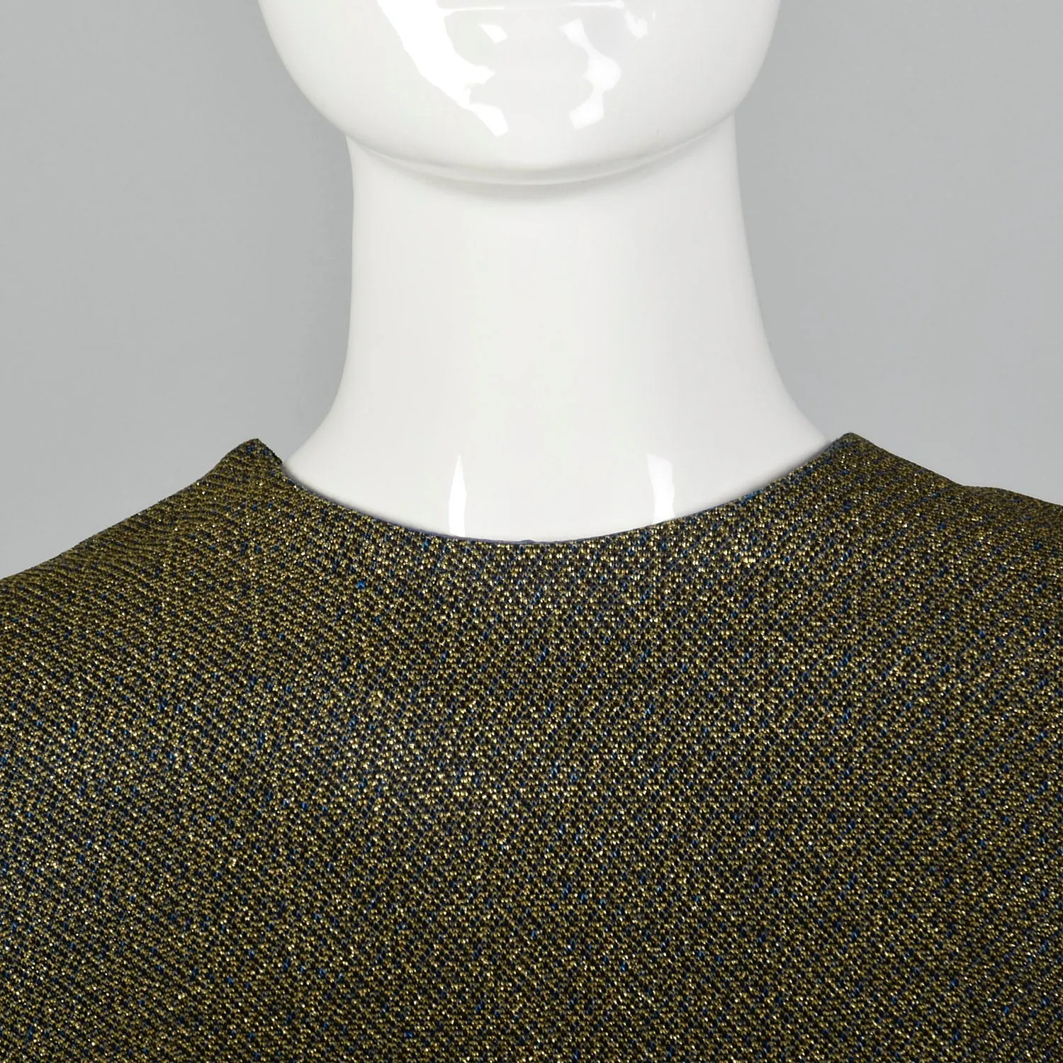 1950s Lurex Pencil Dress in Blue and Gold Knit