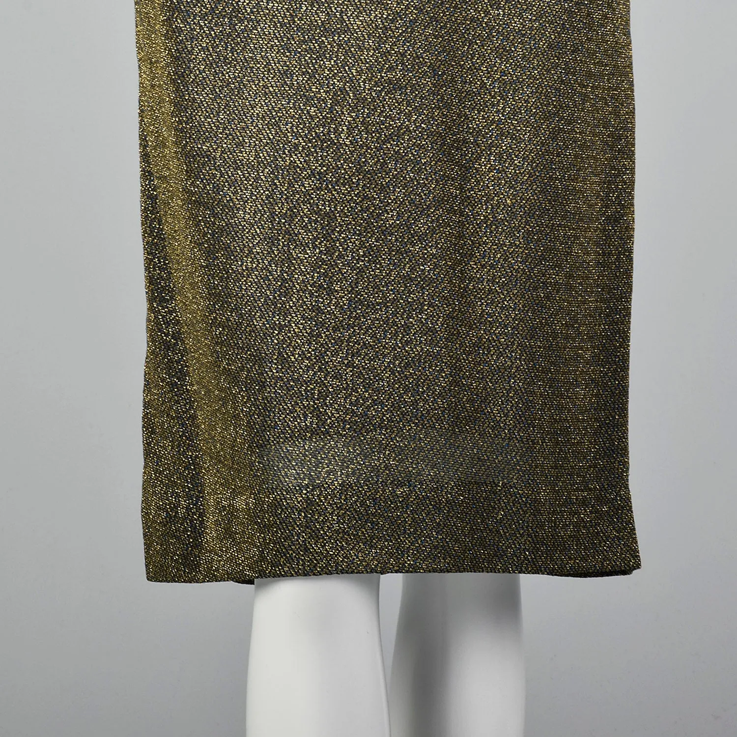 1950s Lurex Pencil Dress in Blue and Gold Knit