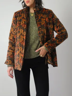 1970's Velvet Floral Quilted Jacket