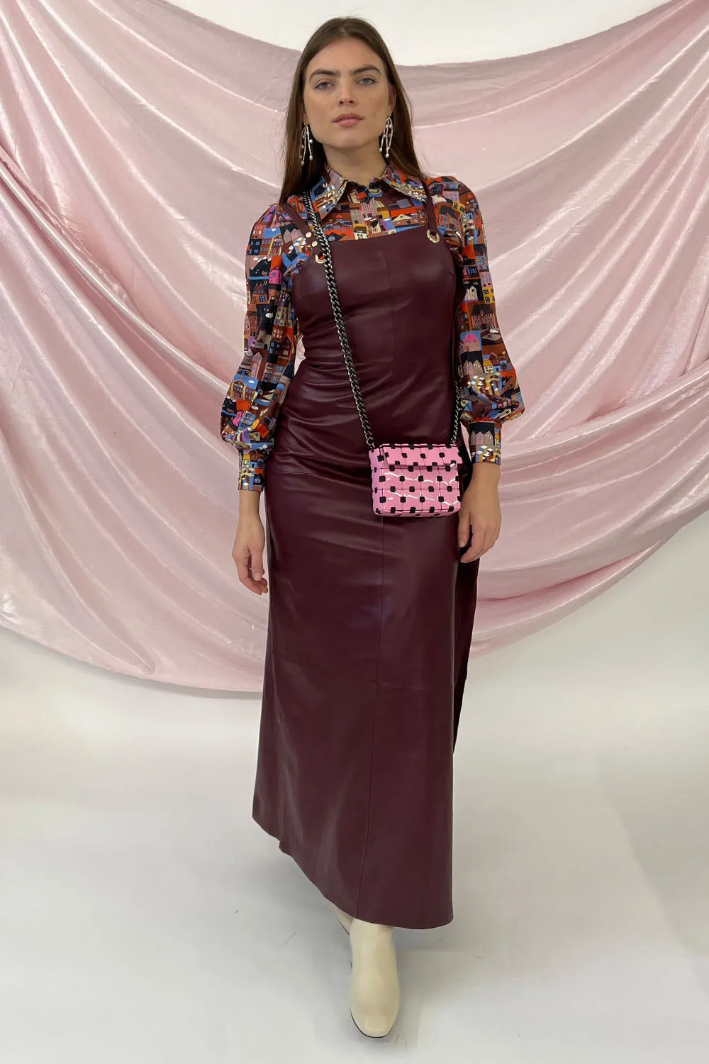 1972 Desa - Leather Dress: Amaranth