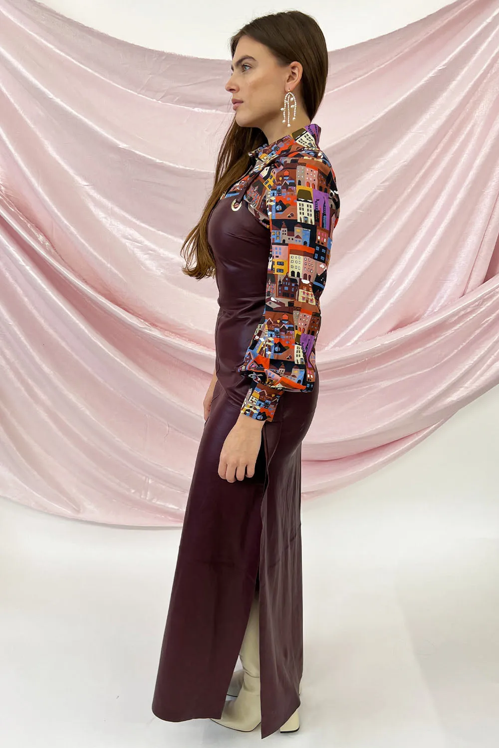 1972 Desa - Leather Dress: Amaranth