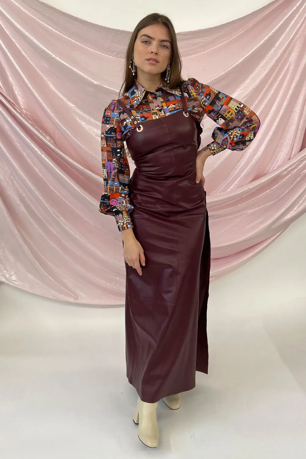 1972 Desa - Leather Dress: Amaranth
