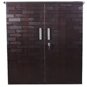 2 Door Brick Textured Wardrobe, Wood