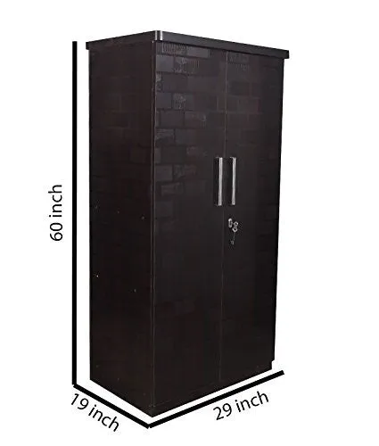 2 Door Brick Textured Wardrobe, Wood