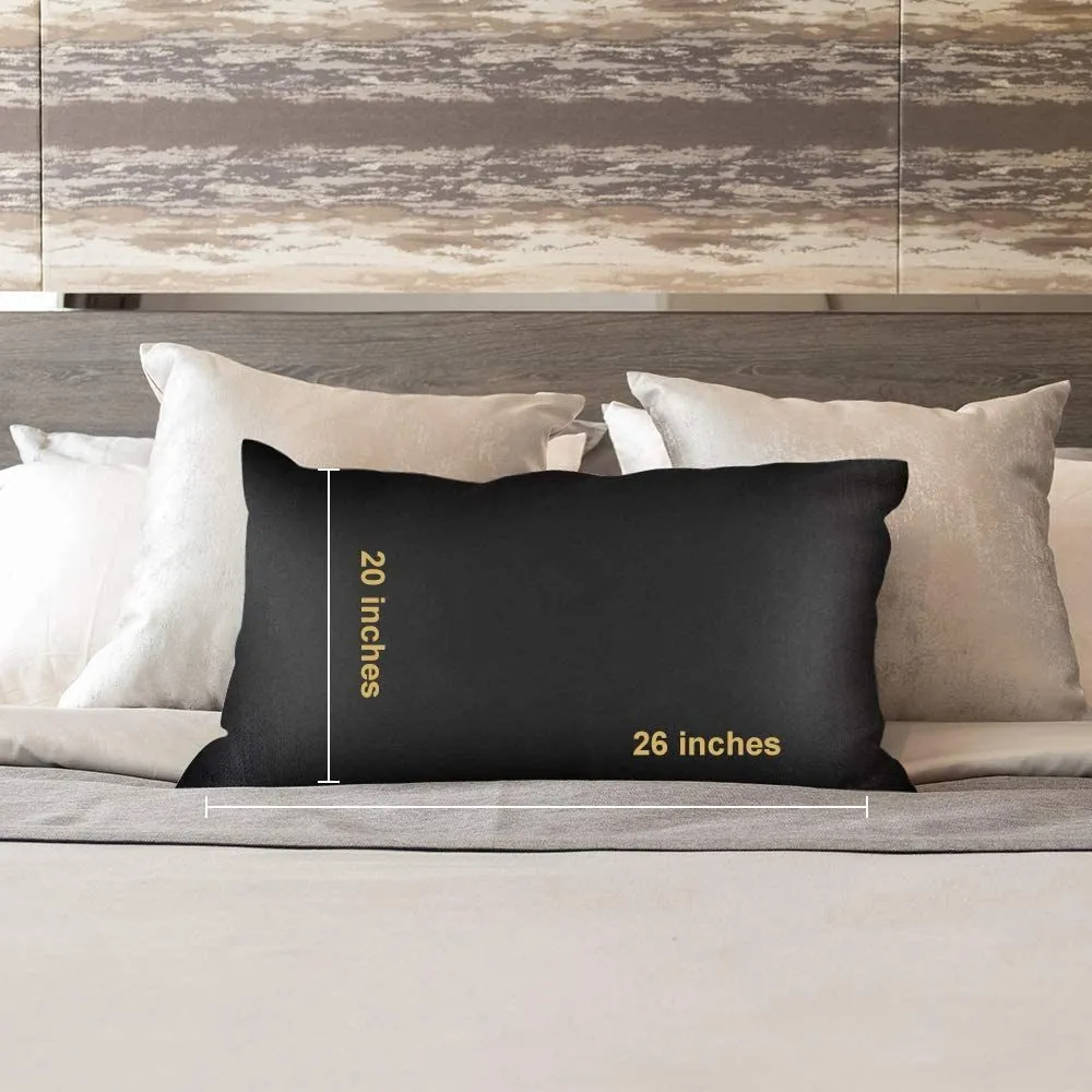 (2 Pack Black,Standard 20"x26")Silk Pillowcase for Hair and Skin,22 Momme 100% Mulberry Silk & Natural Wood Pulp Fiber Grade 6A Double-Sided Silk Pillow Cases with Hidden Zipper,600 Thread Count