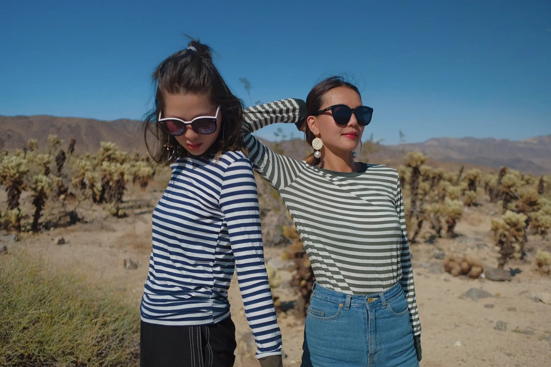 2 Tones Very Comfy Long Sleeve Stripe Tee