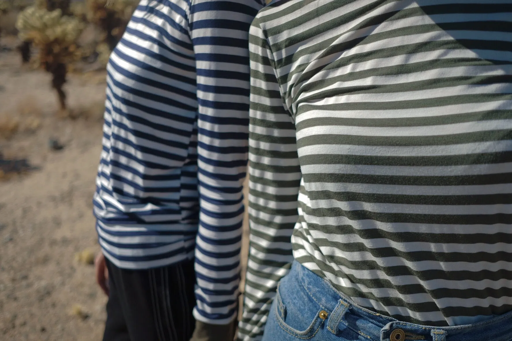 2 Tones Very Comfy Long Sleeve Stripe Tee