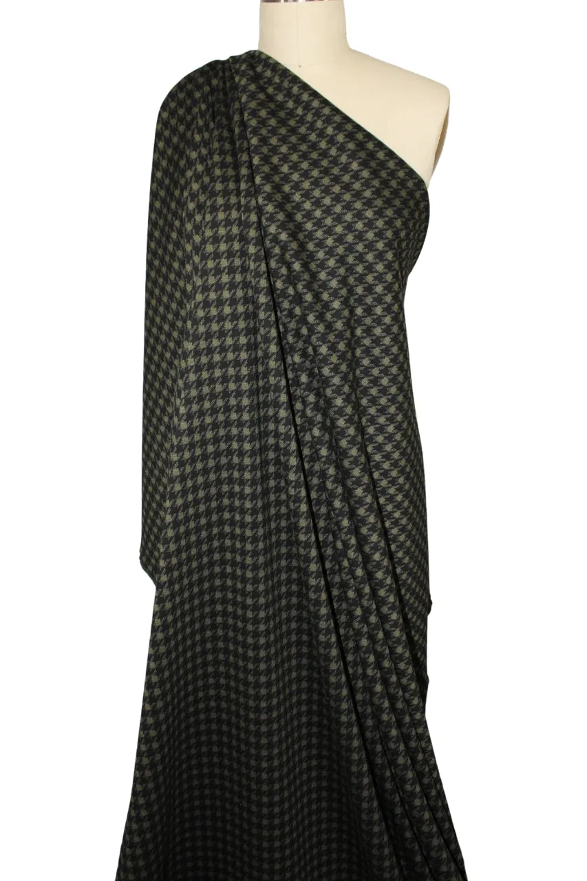 2 yards of Houndstooth Ponte Knit - Olive/Black