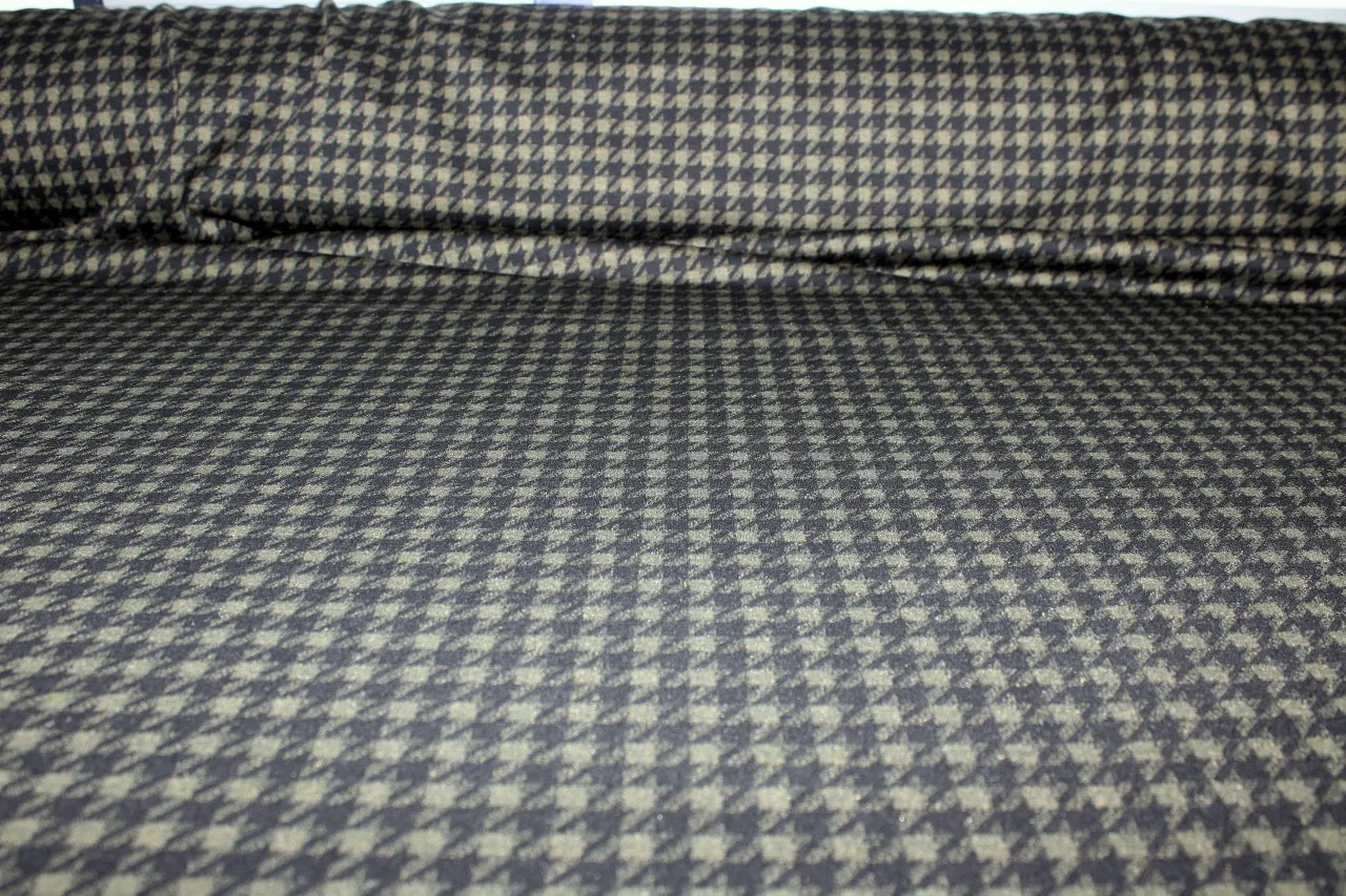 2 yards of Houndstooth Ponte Knit - Olive/Black