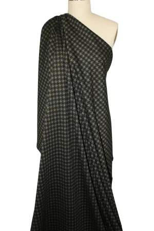 2 yards of Houndstooth Ponte Knit - Olive/Black