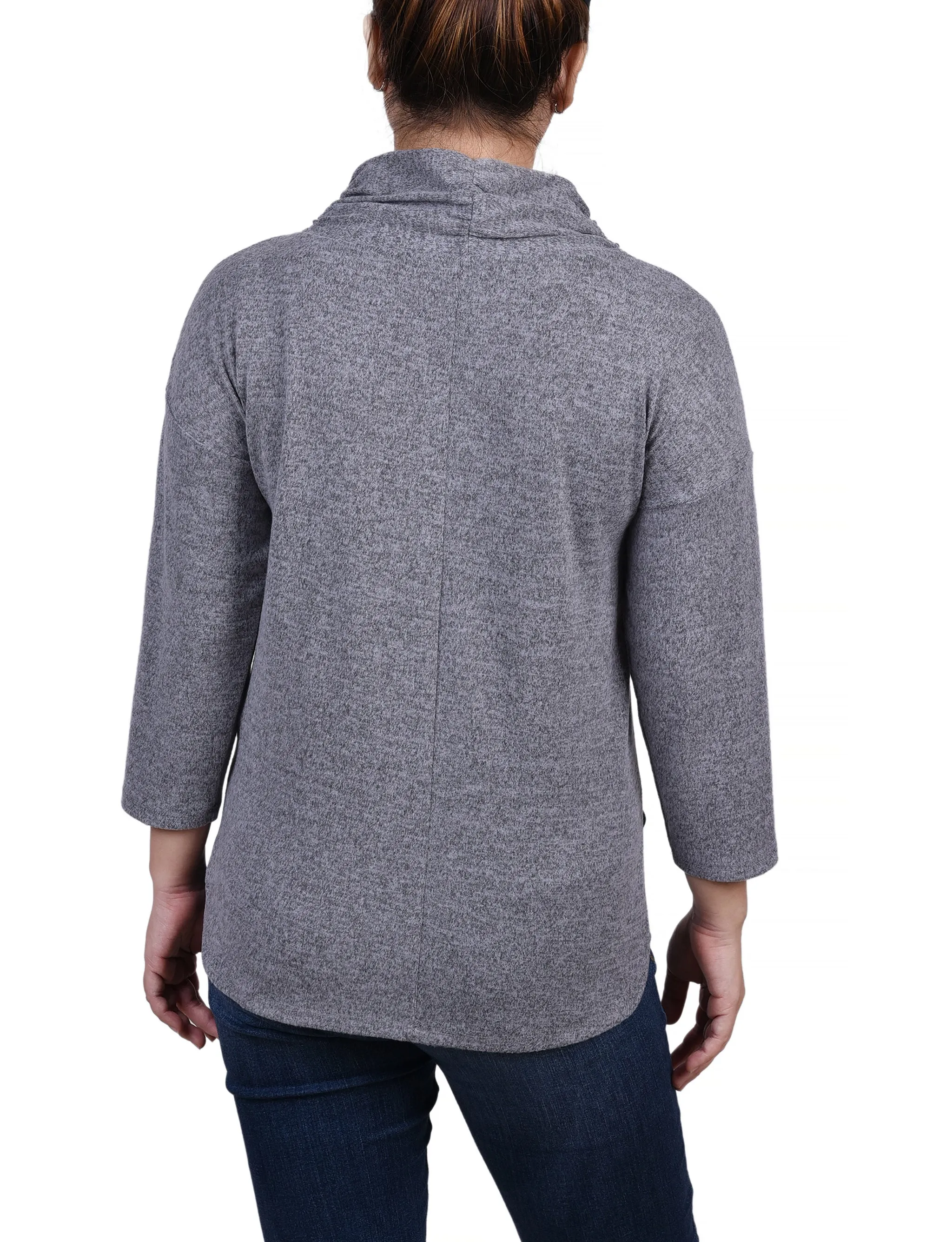 3/4 Sleeve Crossover Cowl Neck Top