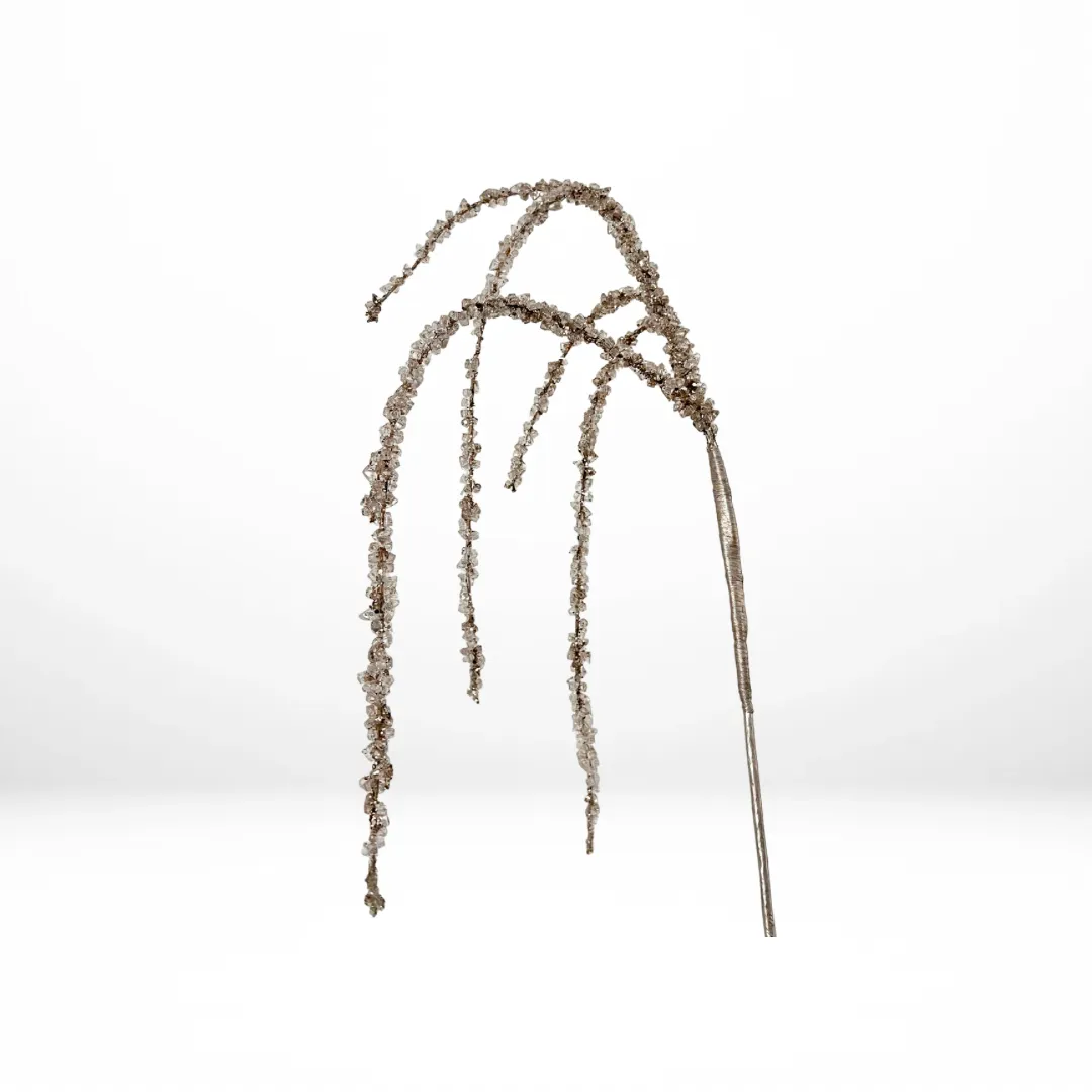 36" Champagne Hanging Iced Branch