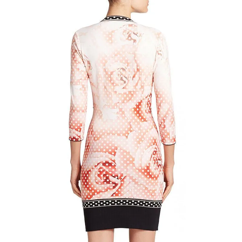 38 NEW $1355 ROBERTO CAVALLI Pink Floral JERSEY KNIT Fitted SPRING DRESS