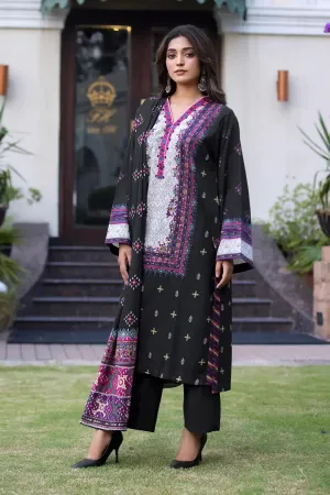 3PC Printed Unstitched Khaddar Suit KKH-2877