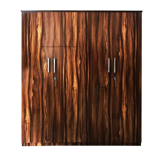 4 Door Wardrobe for Bedroom with Locker, Drawers, Shelves and Hanging Space | 4 Door Wardrobe for Clothes Wooden Furniture |