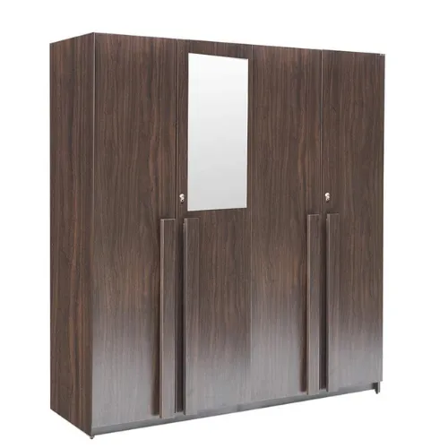 4 Door Wardrobe for Bedroom with Mirror, Shelves and Hanging Space | 4 Door Wardrobe for Clothes Wooden Furniture