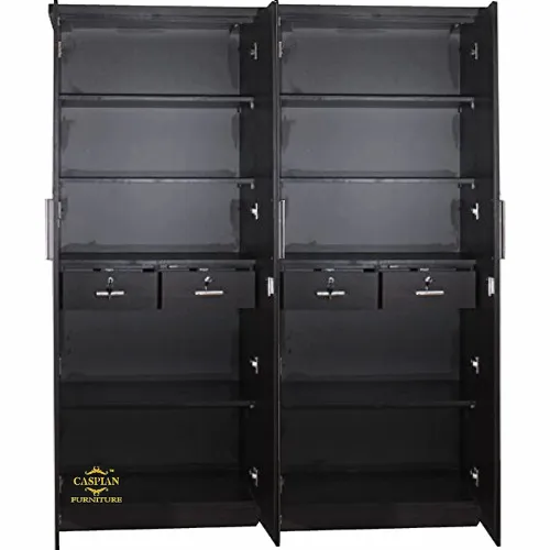 4 Door Wardrobe in Brick Texture for Bedroom | Engineered Wood Cupboard for Clothes and Accessories