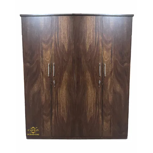4 Door Wardrobe in Brown JungleWood Finish for Bedroom | 4 Door Cupboard with 2 Drawers, 6 Shelves and Ample Hanging Space for Clothes