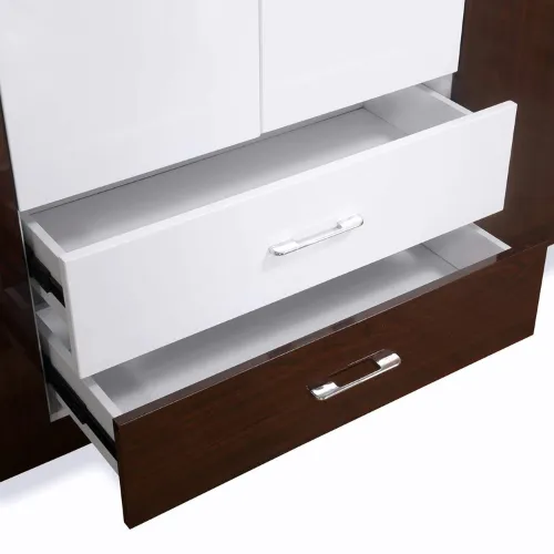 4 Door White and Brown Wardrobe for Bedroom with Drawers, Shelves and Hanging Space | 4 Door Wardrobe for Clothes Wooden Furniture