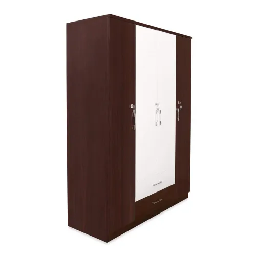 4 Door White and Brown Wardrobe for Bedroom with Drawers, Shelves and Hanging Space | 4 Door Wardrobe for Clothes Wooden Furniture