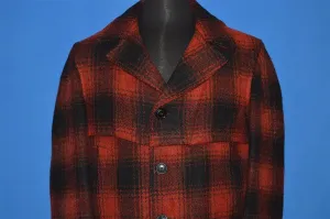 50s Red Black Wool Mackinaw Checked Coat Large