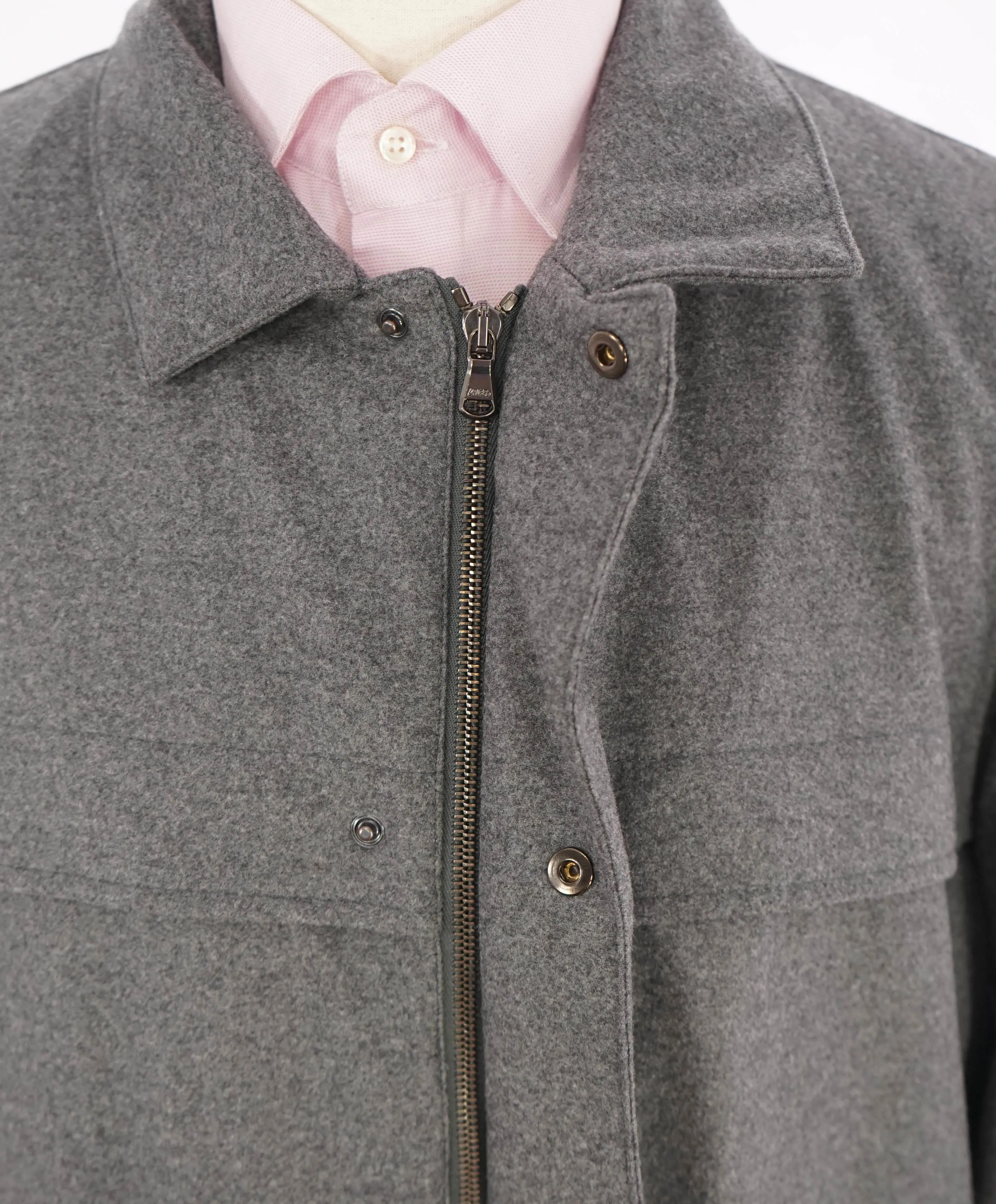 $5,995 ISAIA - Wool Gray Padded Winter Coat With Waist Pulls LOGO - 42R (XL)