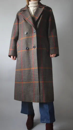 60s Double-Breasted 100% Wool Coat - L