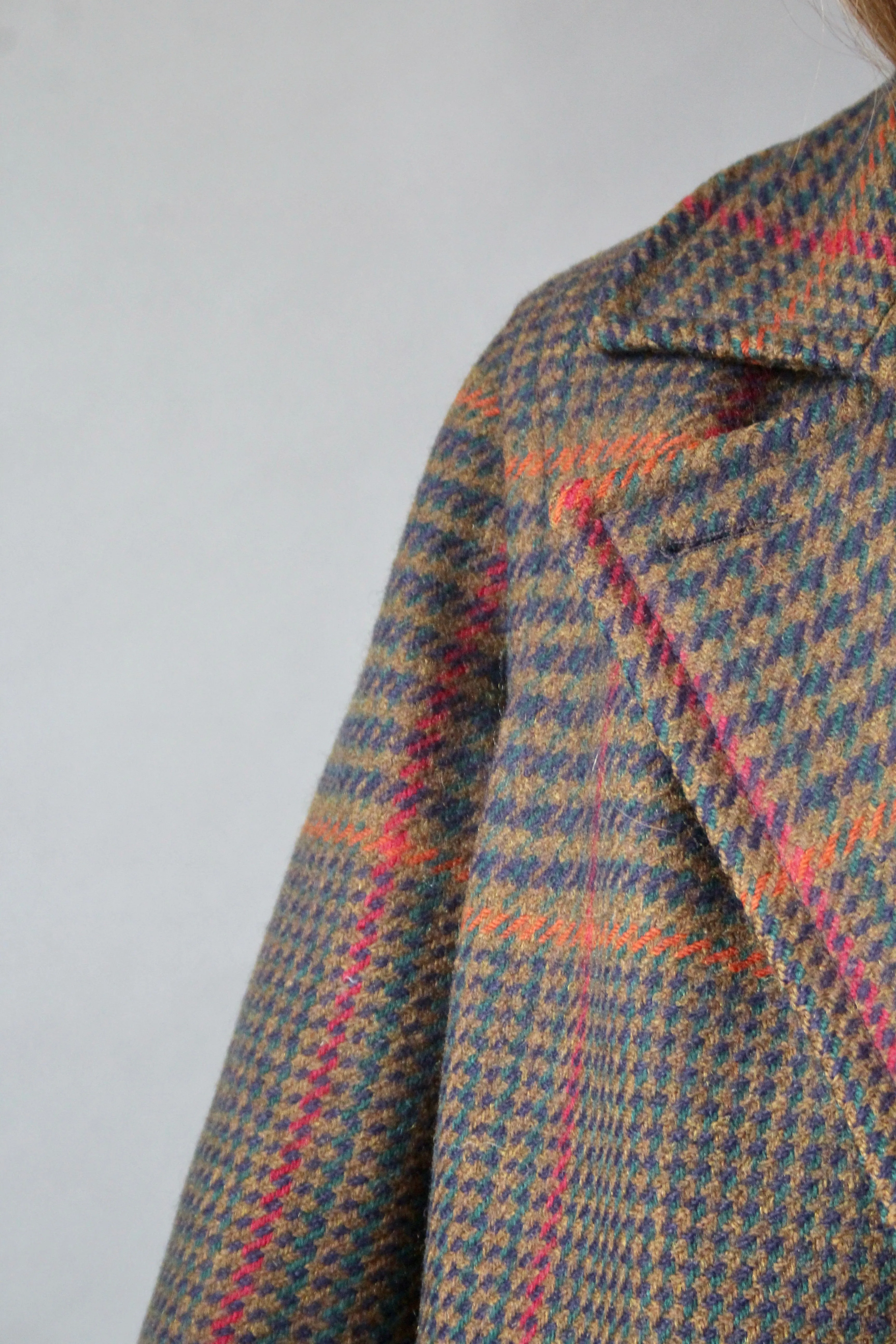 60s Double-Breasted 100% Wool Coat - L