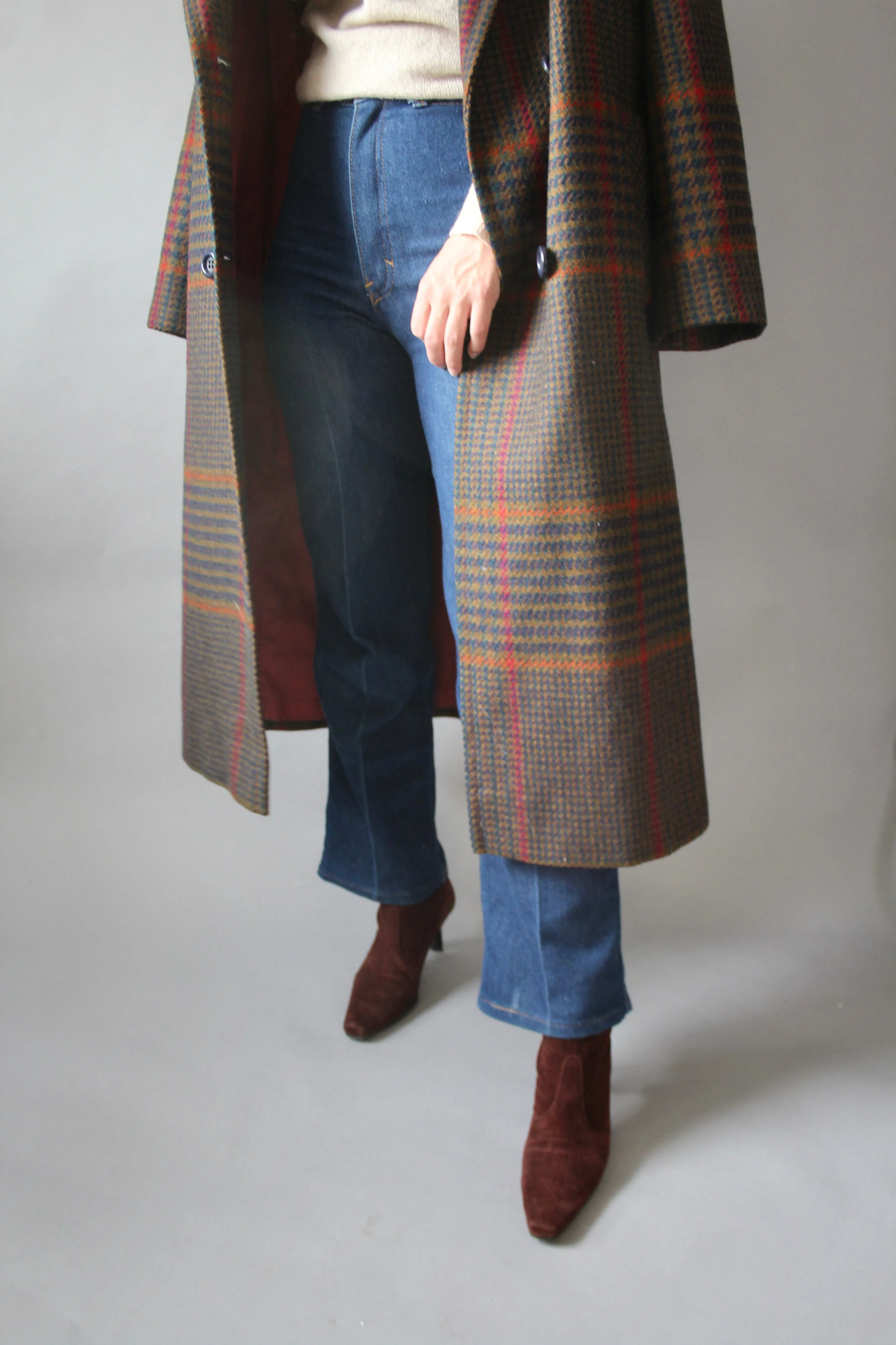 60s Double-Breasted 100% Wool Coat - L