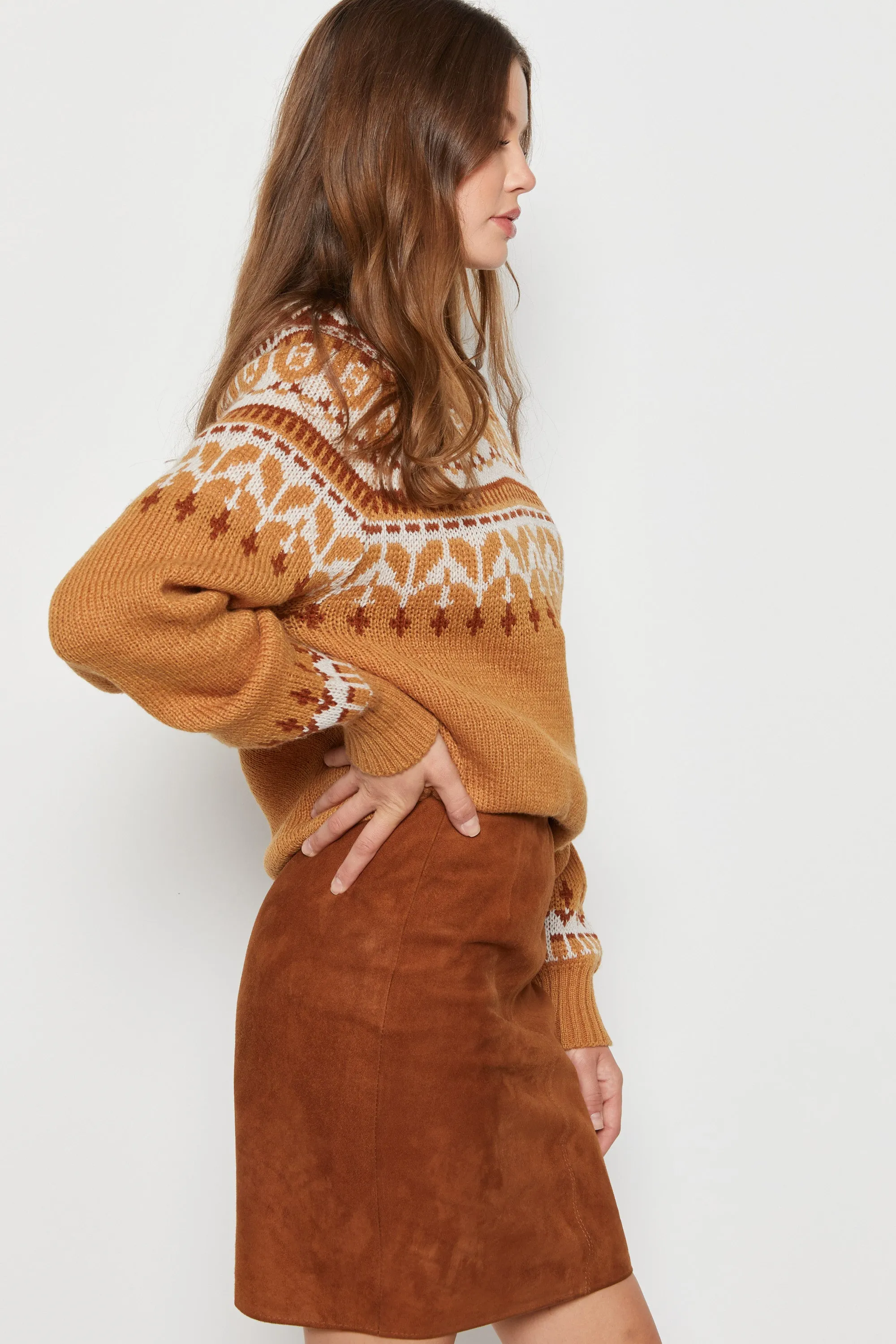 70s Mustard Fair Isle Sweater M