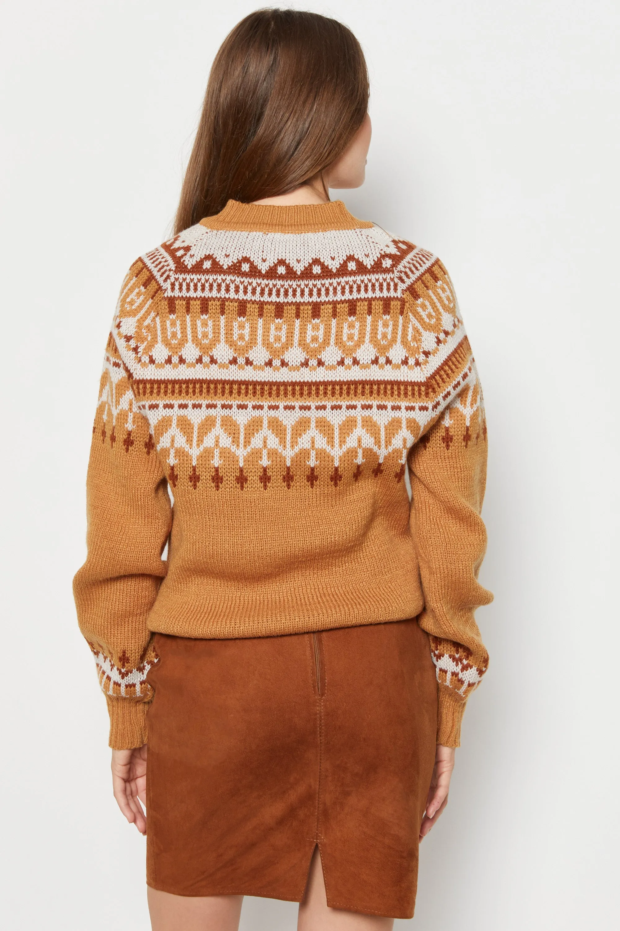 70s Mustard Fair Isle Sweater M