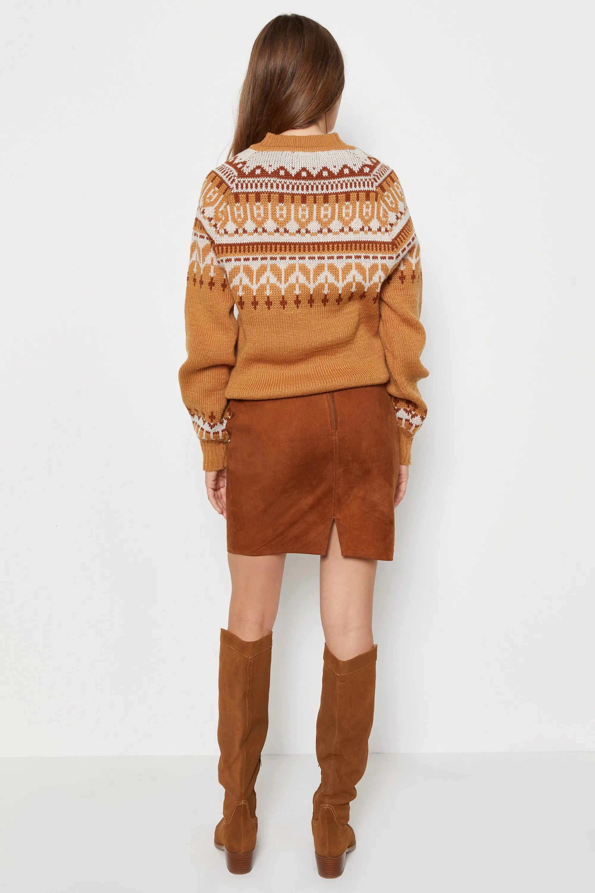 70s Mustard Fair Isle Sweater M