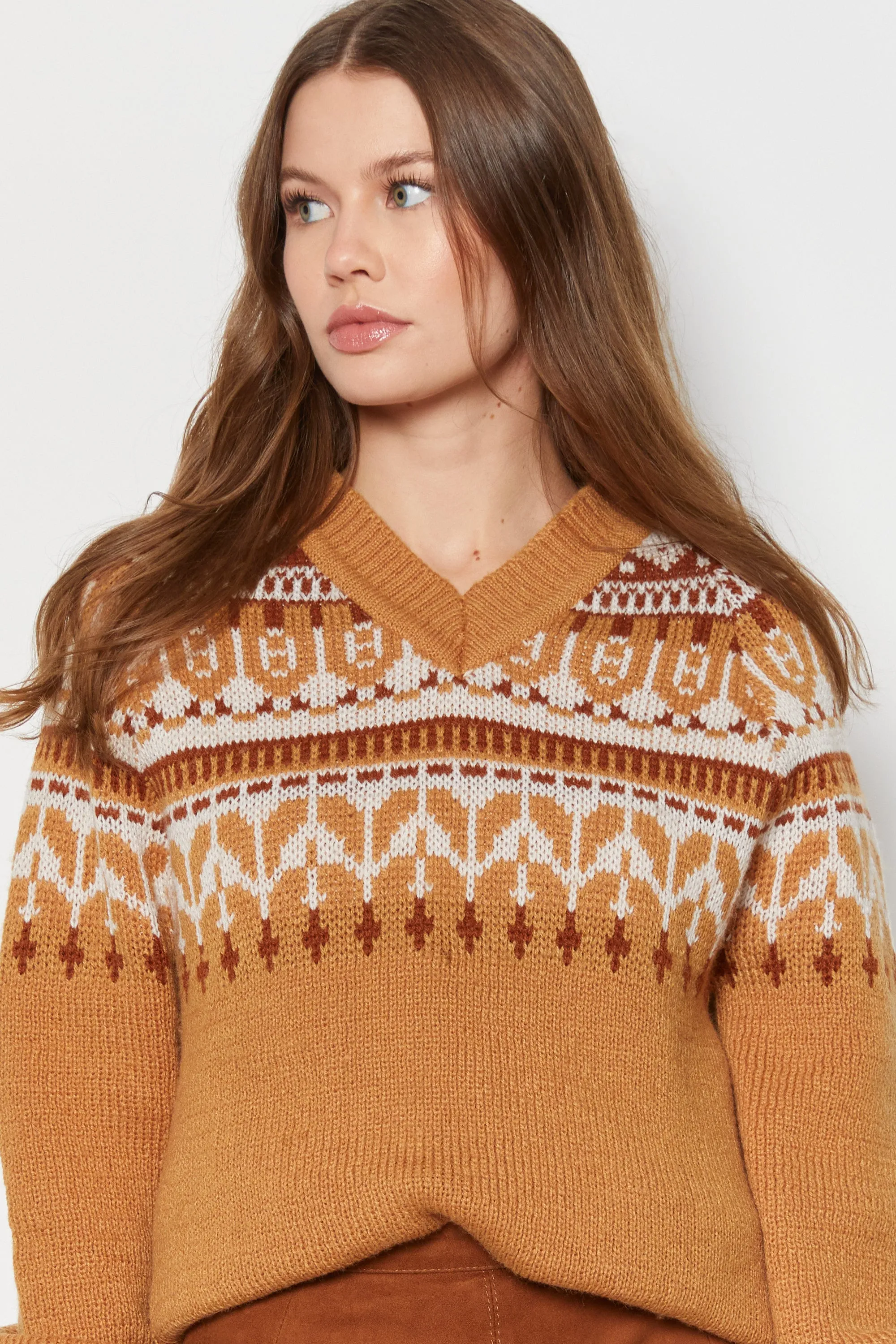 70s Mustard Fair Isle Sweater M