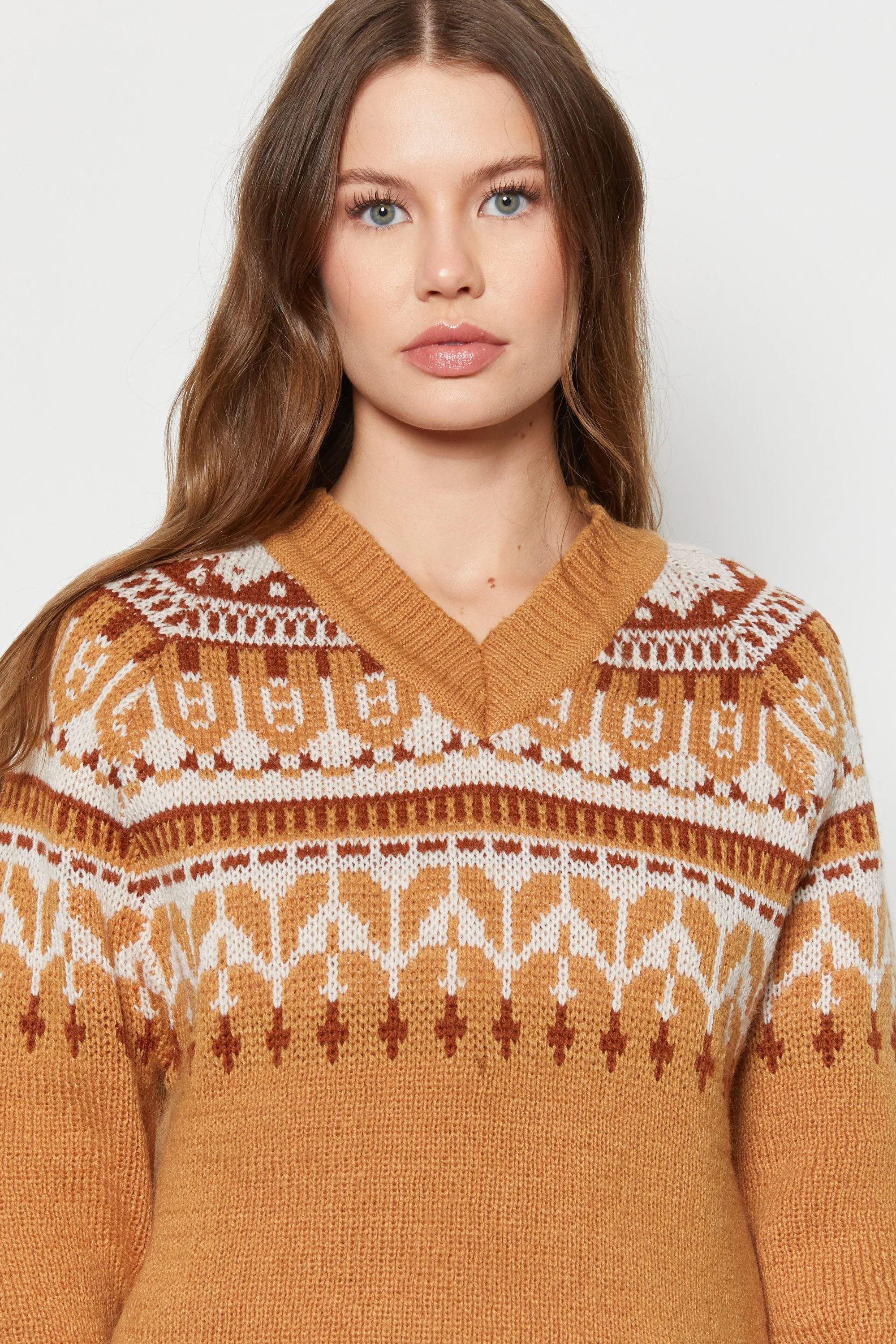 70s Mustard Fair Isle Sweater M