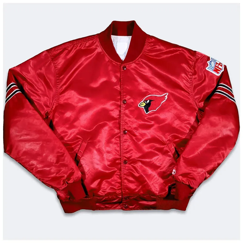 80s Arizona Cardinals Bomber Satin Red Jacket