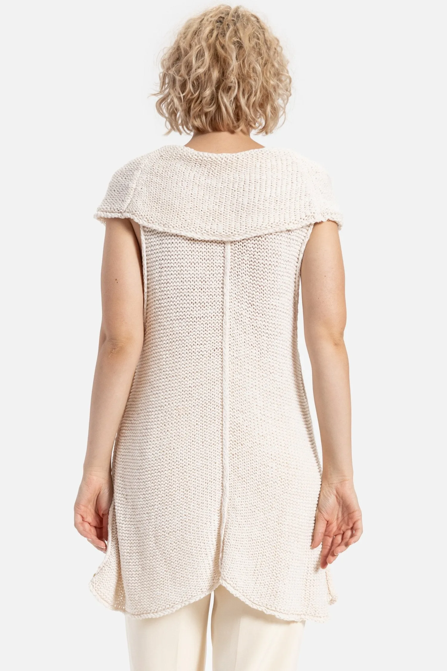 90s Cream Cowl Sweater Tank S/M