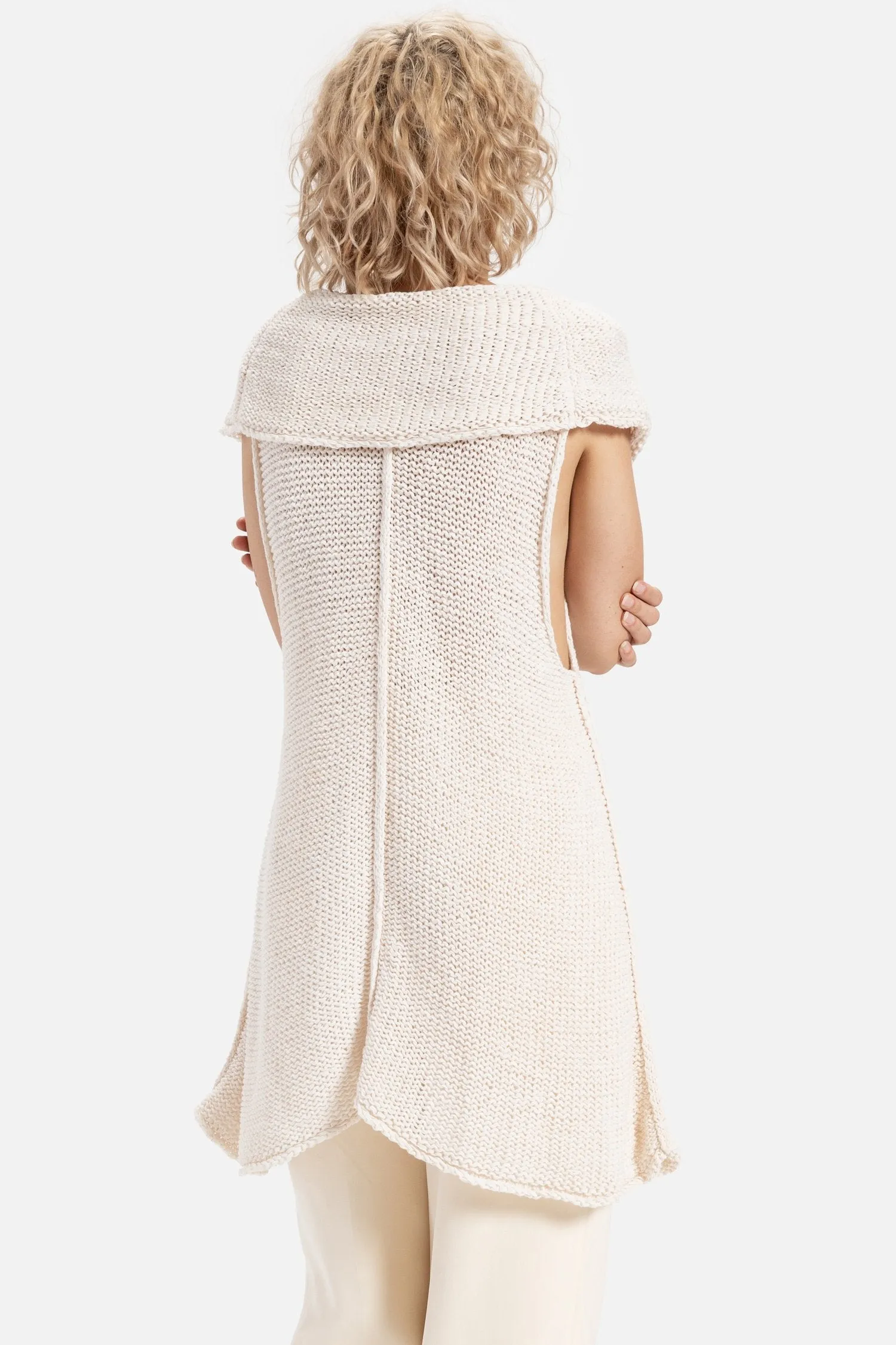90s Cream Cowl Sweater Tank S/M