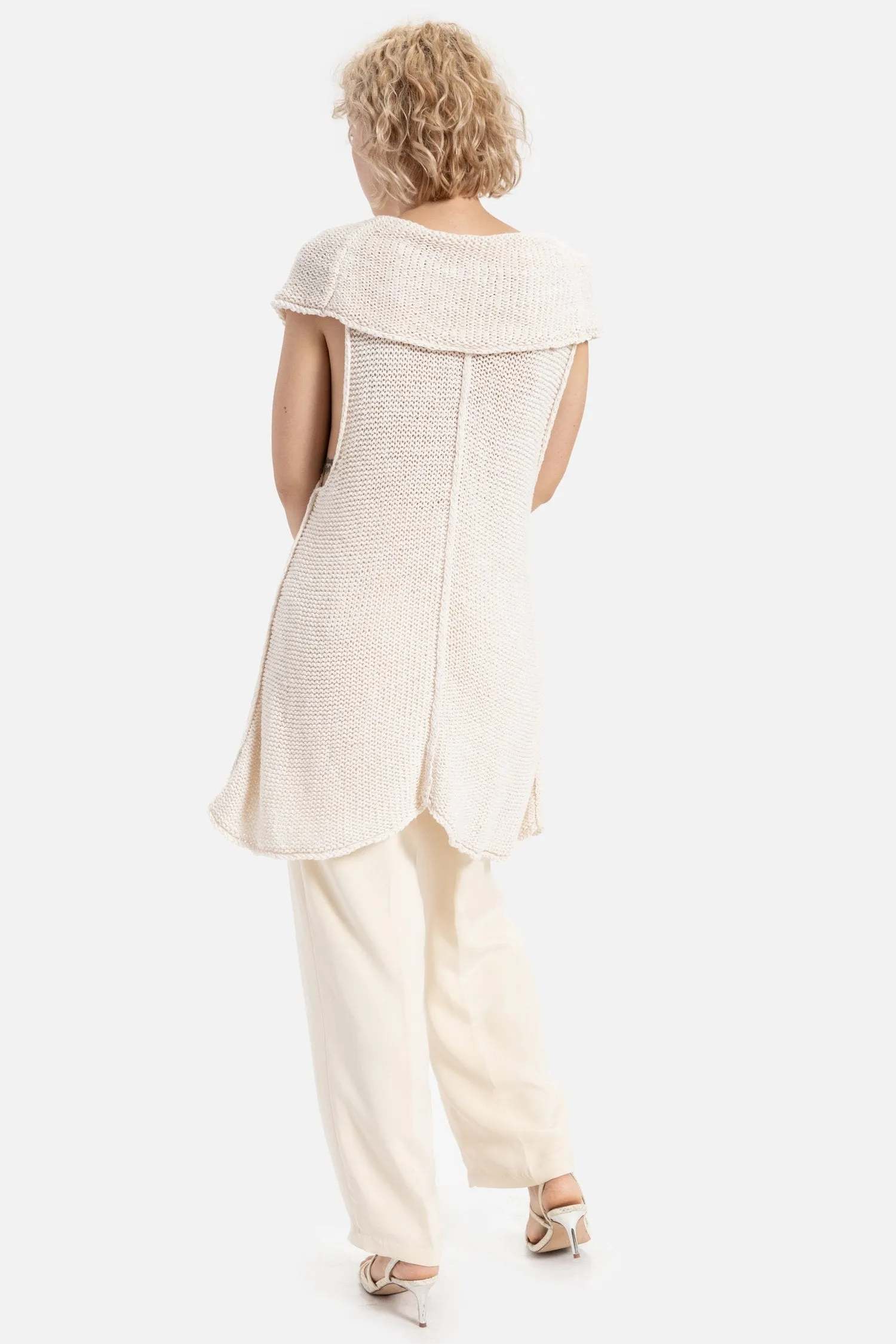 90s Cream Cowl Sweater Tank S/M