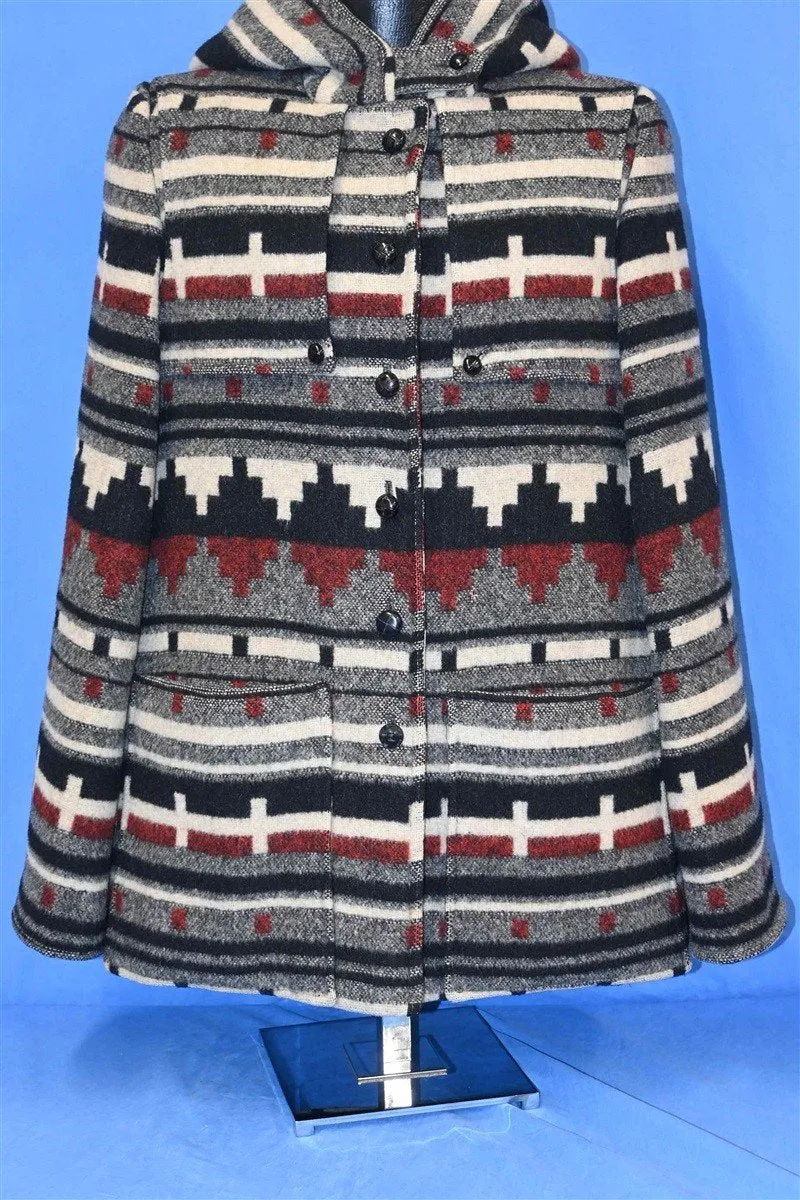 90s Luba Aztec Satin Lined Wool Winter Coat Women's Medium