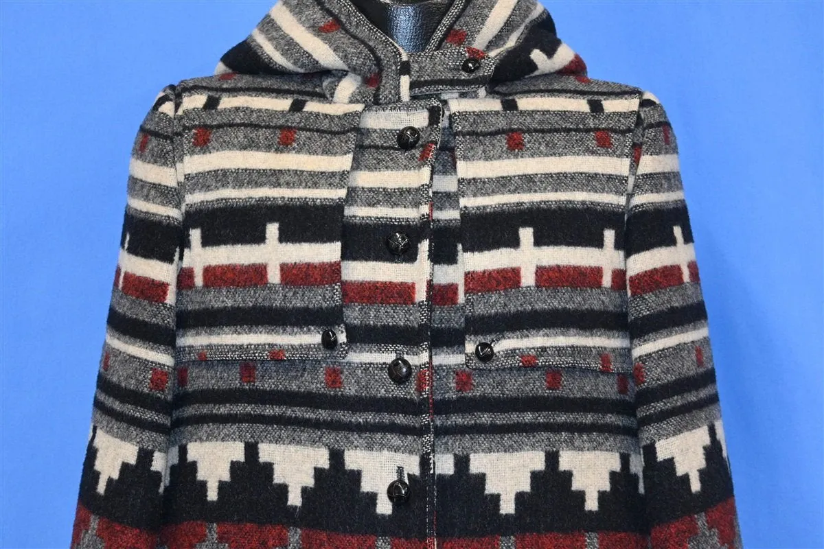 90s Luba Aztec Satin Lined Wool Winter Coat Women's Medium